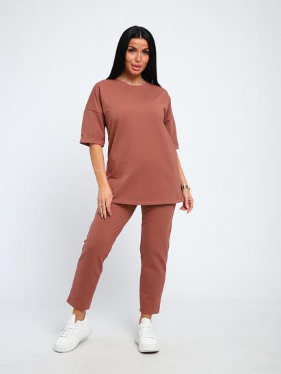 Костюм с брюками, футер с лайкрой (01048, коричневый) - фото 12