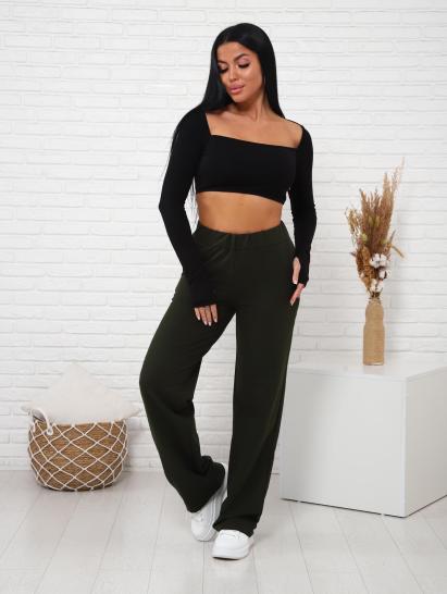 Брюки с карманами футер с лайкрой (01038, хаки) - фото 14