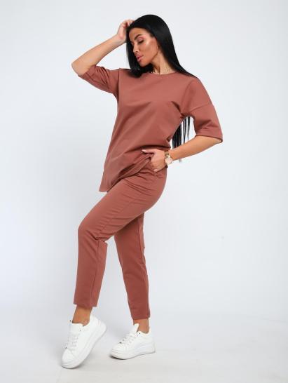 Костюм с брюками, футер с лайкрой (01048, коричневый) - фото 11