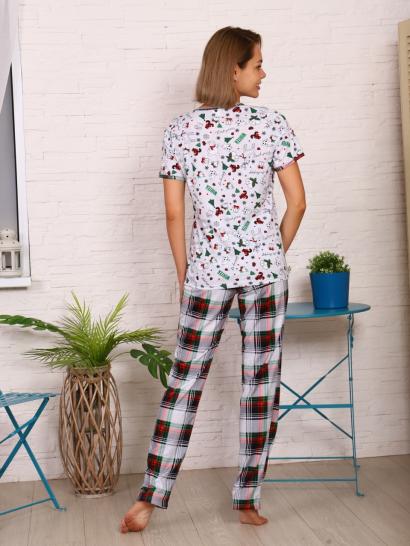 Пижама с длинными брюками, комбинированный красный (687-1) - фото 4