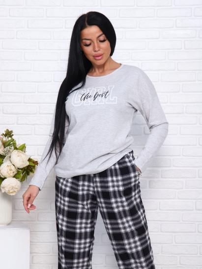 Костюм с брюками, принт, светло-серый меланж (957-2) - фото 3