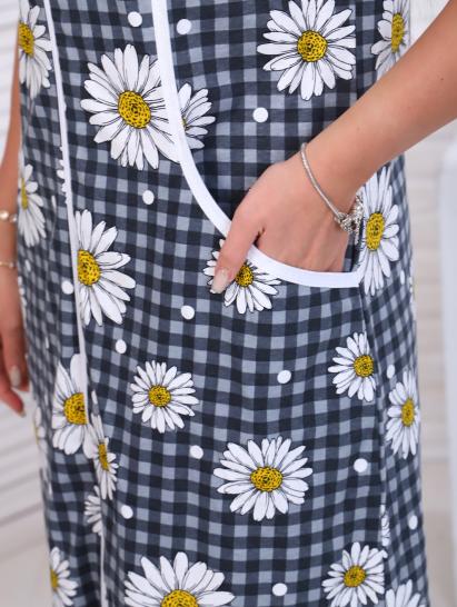 Халат женский на молнии с карманами, ромашка, серый (893-1) - фото 14