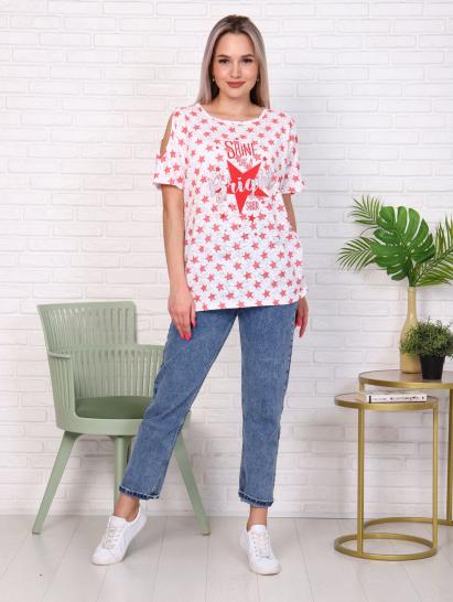 Футболка вискозная, принт, красный (383-2) - фото 10