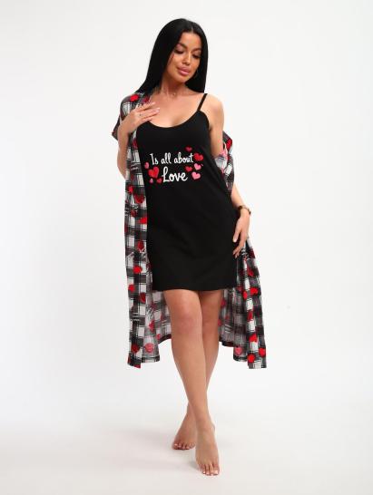 Пеньюар с сорочкой (01068, черный) - фото 7