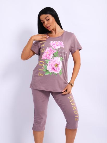 Костюм с бриджами, принт (00978, капучино) - фото 4