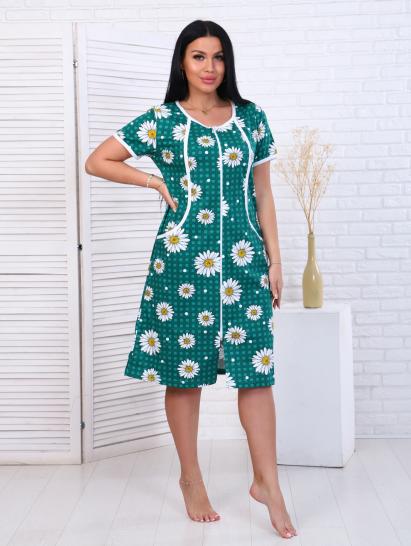 Халат женский на молнии с карманами, ромашка, изумруд (893-3) - фото 12