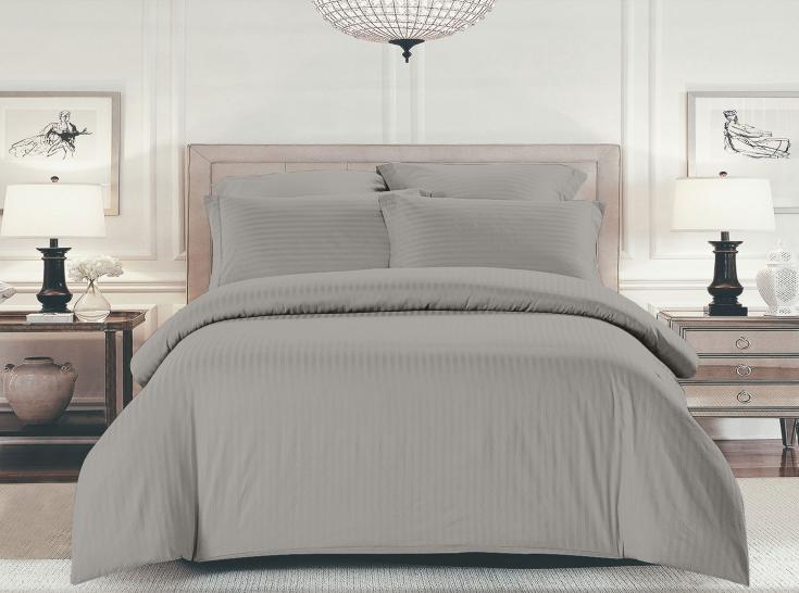 Простыня Шпинель серый страйп-сатин - фото 1