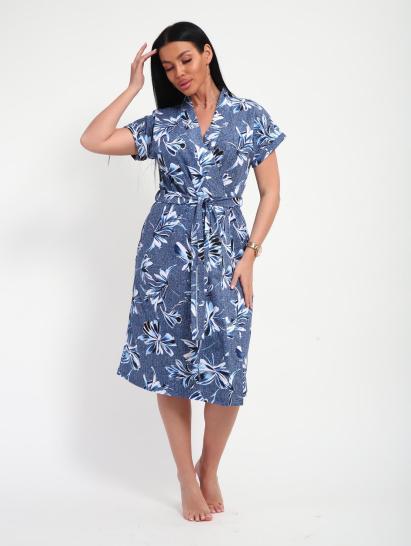 Халат женский запашной (01069, синий) - фото 19