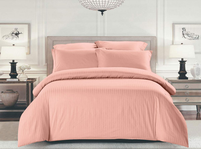 Комплект постельного белья Шпинель тропический персик страйп-сатин - фото 1